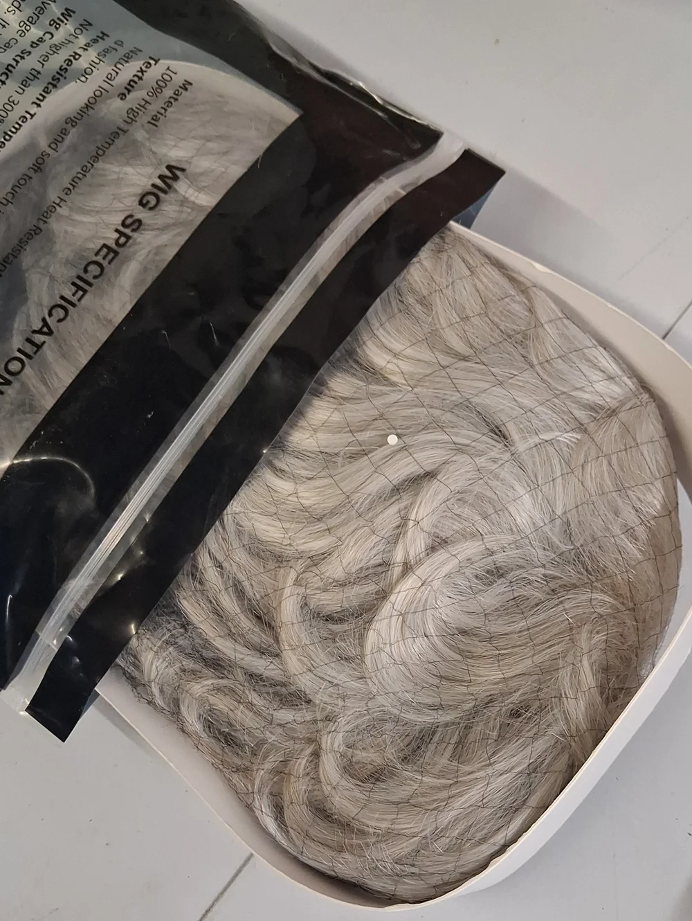 NWT Short Silver Grey Human Hair Wigs Blend with Healthy Memory Fiber Pixie Curl